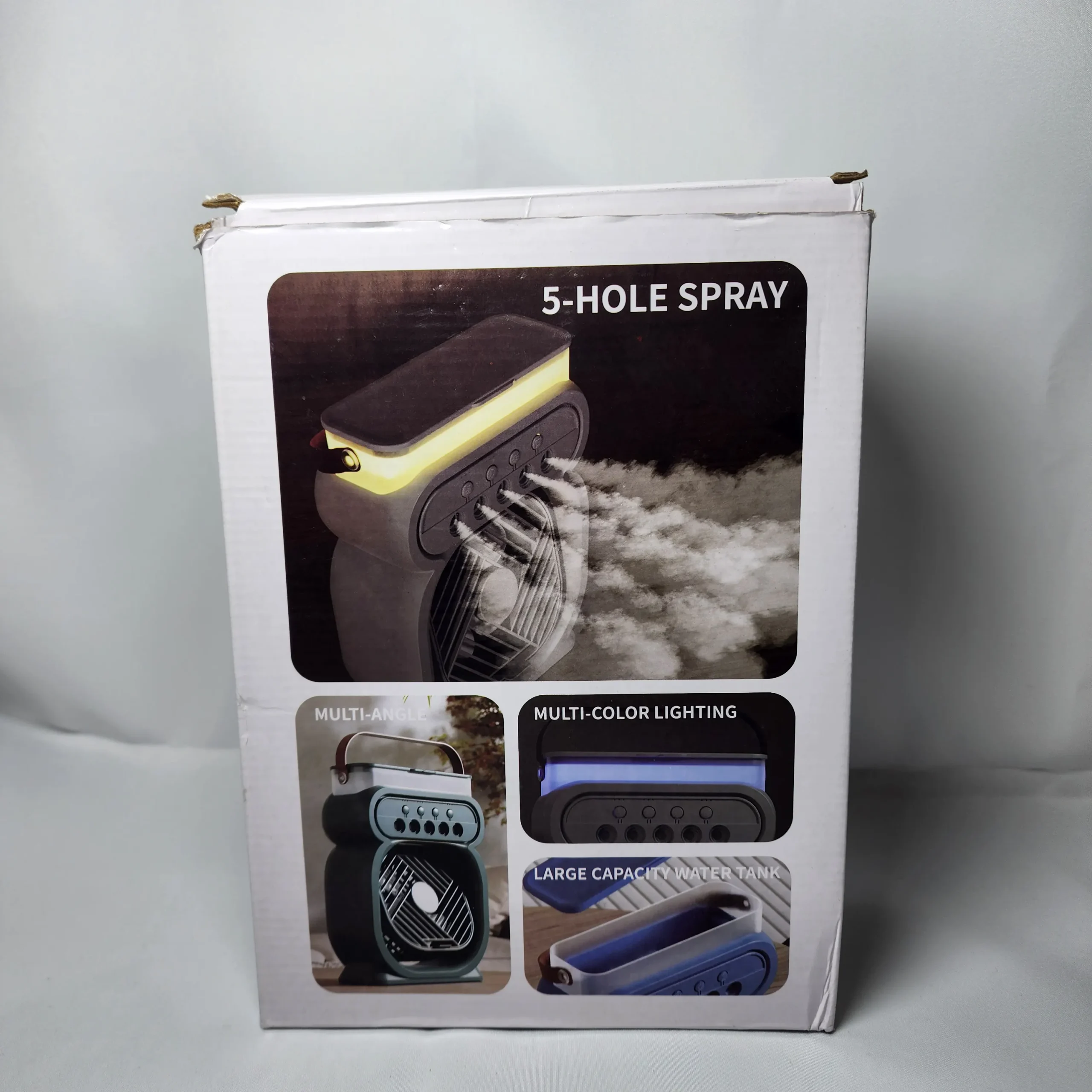 پنکه رومیزی خنککننده و بخور سرد چندکاره مدل Fan Humidifier 10 فن رومیزی بخور سرد چندکاره مدل Fan Humidifier با 5 نازل بخار در حالت روشن