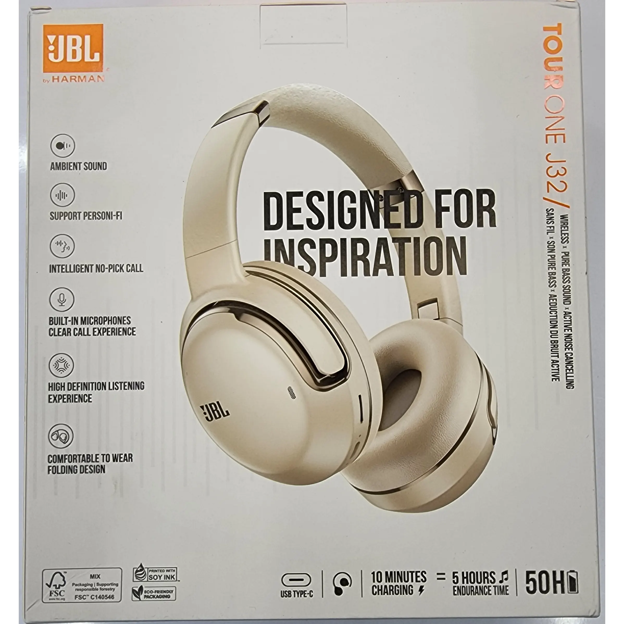 تصویر هدفون JBL J32 مدل Tour One رنگ طلایی